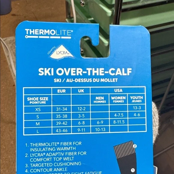 Columbia ski socks over the knee 2 pairs thermolite medium weight NEW - Picture 3 of 6